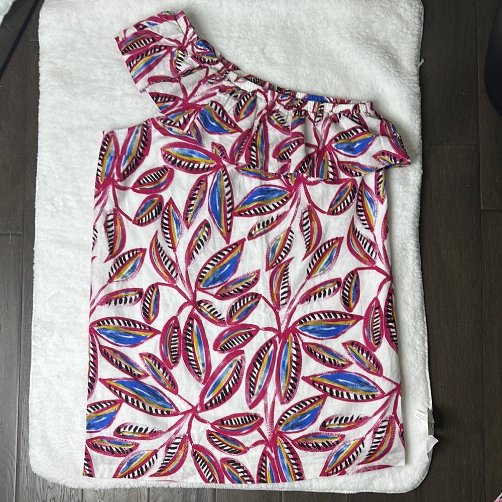 J. Crew NWT-SIZE XL.Multicolor One-Shoulder Top - Picture 4 of 16